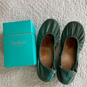 Tieks Pacific Green Leather Flats